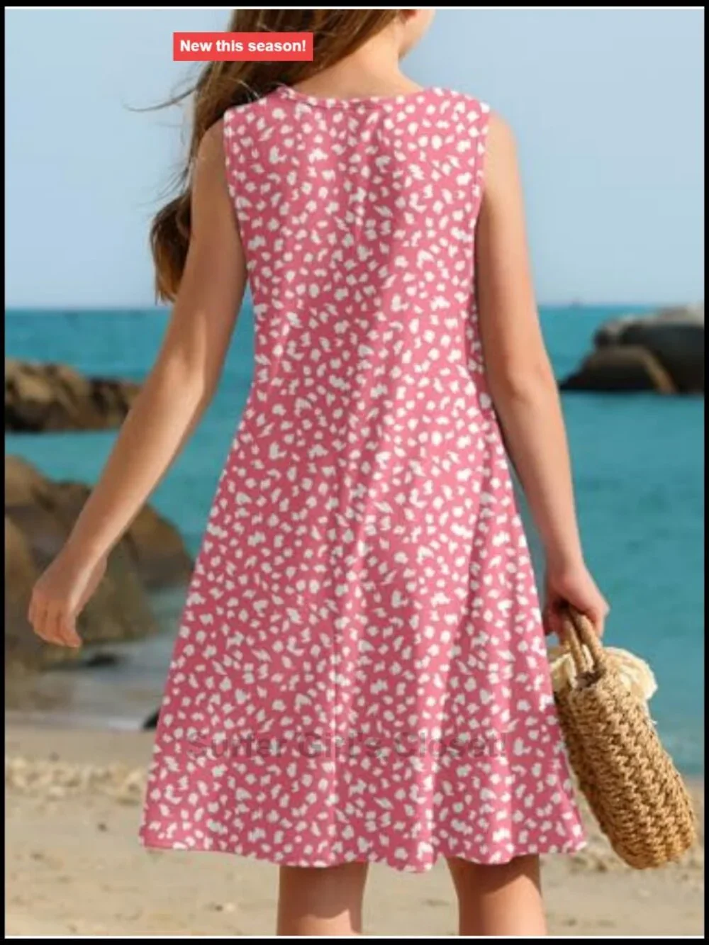Sleeveless A-Line Casual Beach Sundress with Pockets